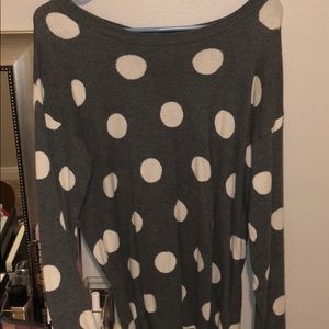 Grey and white polka dot sweater with buttons